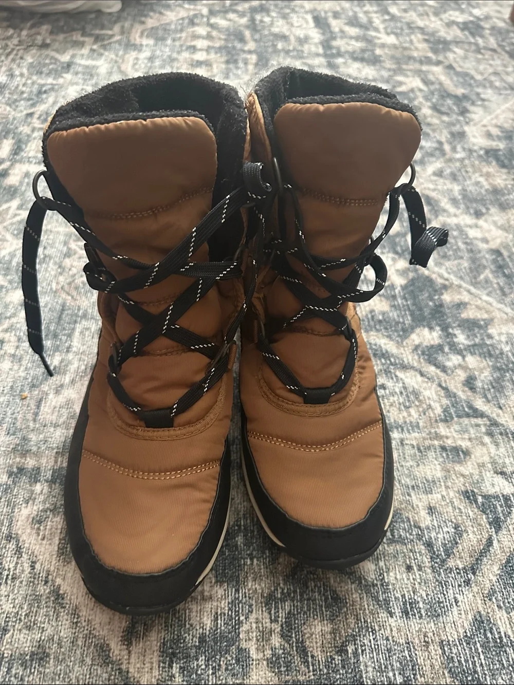 Sorel Tan and Black Waterproof Winter Ankle Boots